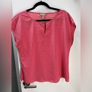 Banana Republic L Geometric Pink Short Sleeve Blouse